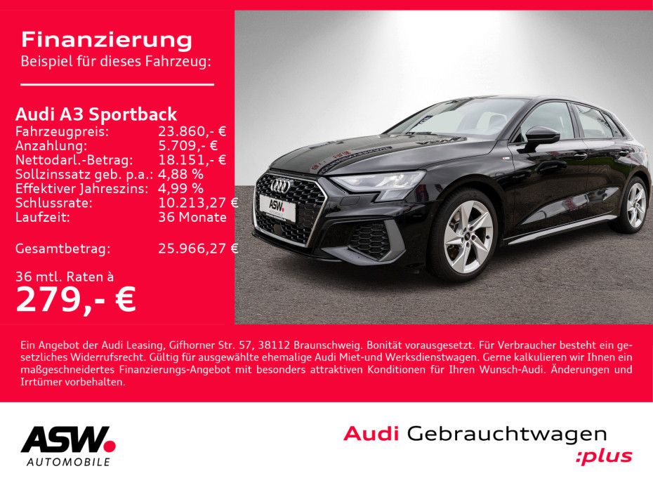 Audi A3 Sportback S line 35 TFSI Stronic LED Navi PDC