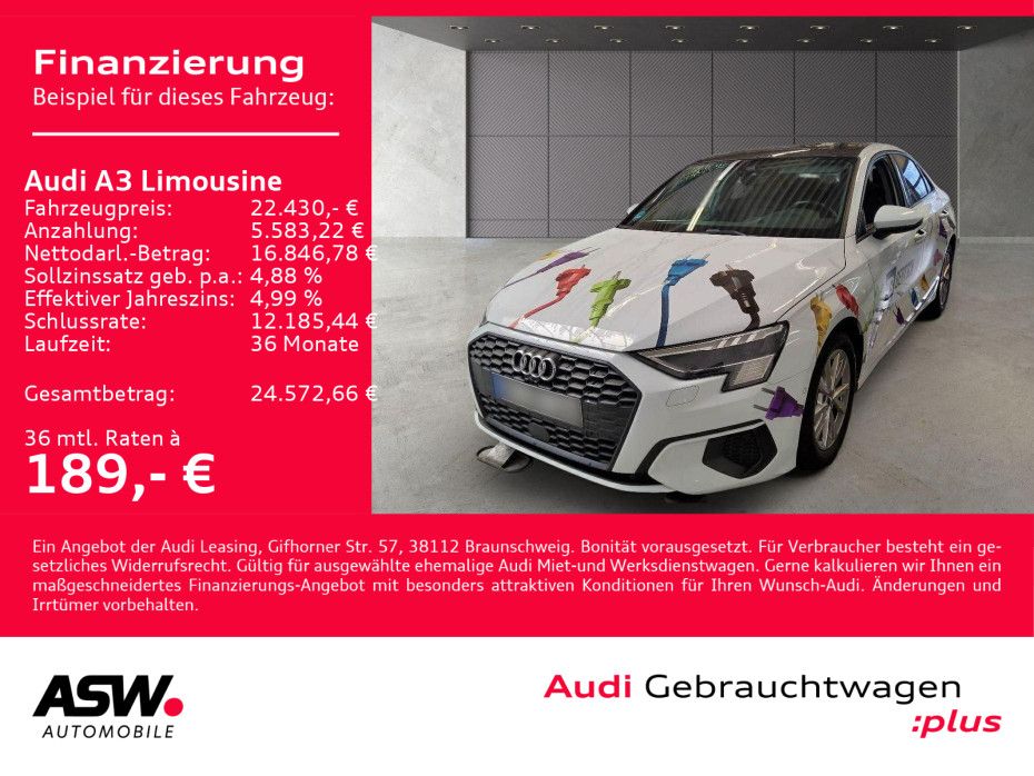Audi A3 Limousine 35TFSI Stroni Matrix Navi 360° PANO