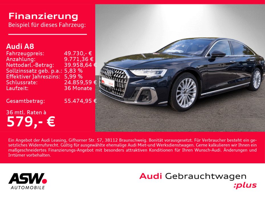 Fahrzeugabbildung Audi A8 50TDI quattro MATRIX LEDER PANO B&O STDHZ HUD