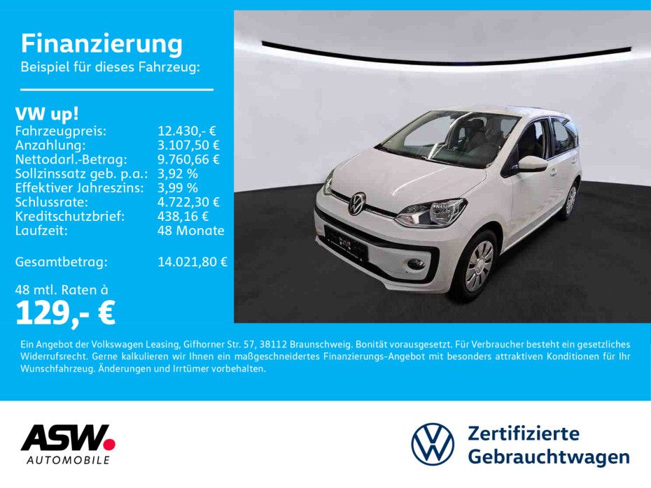 Volkswagen up! move up! 1.0 MPI Climatronic RFK SHZ PDC