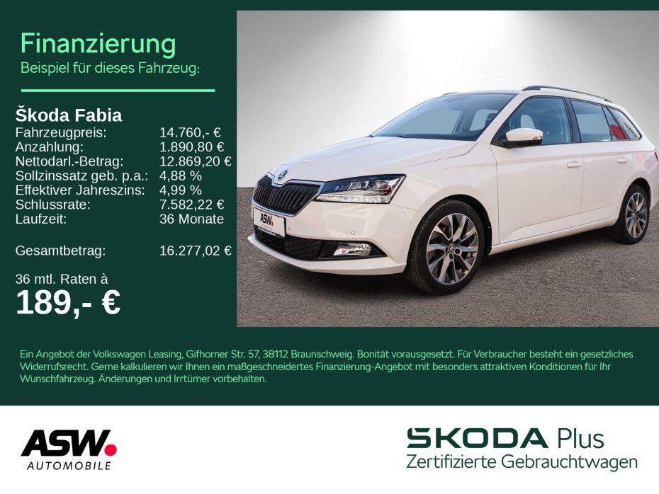 SKODA Fabia Combi Clever Best of 1.0TSI LED NAVI SHZ