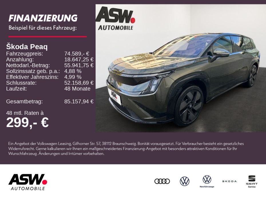 SKODA Peaq Sportline 90x 299PS 4x4 ACC 360° SONOS AHK