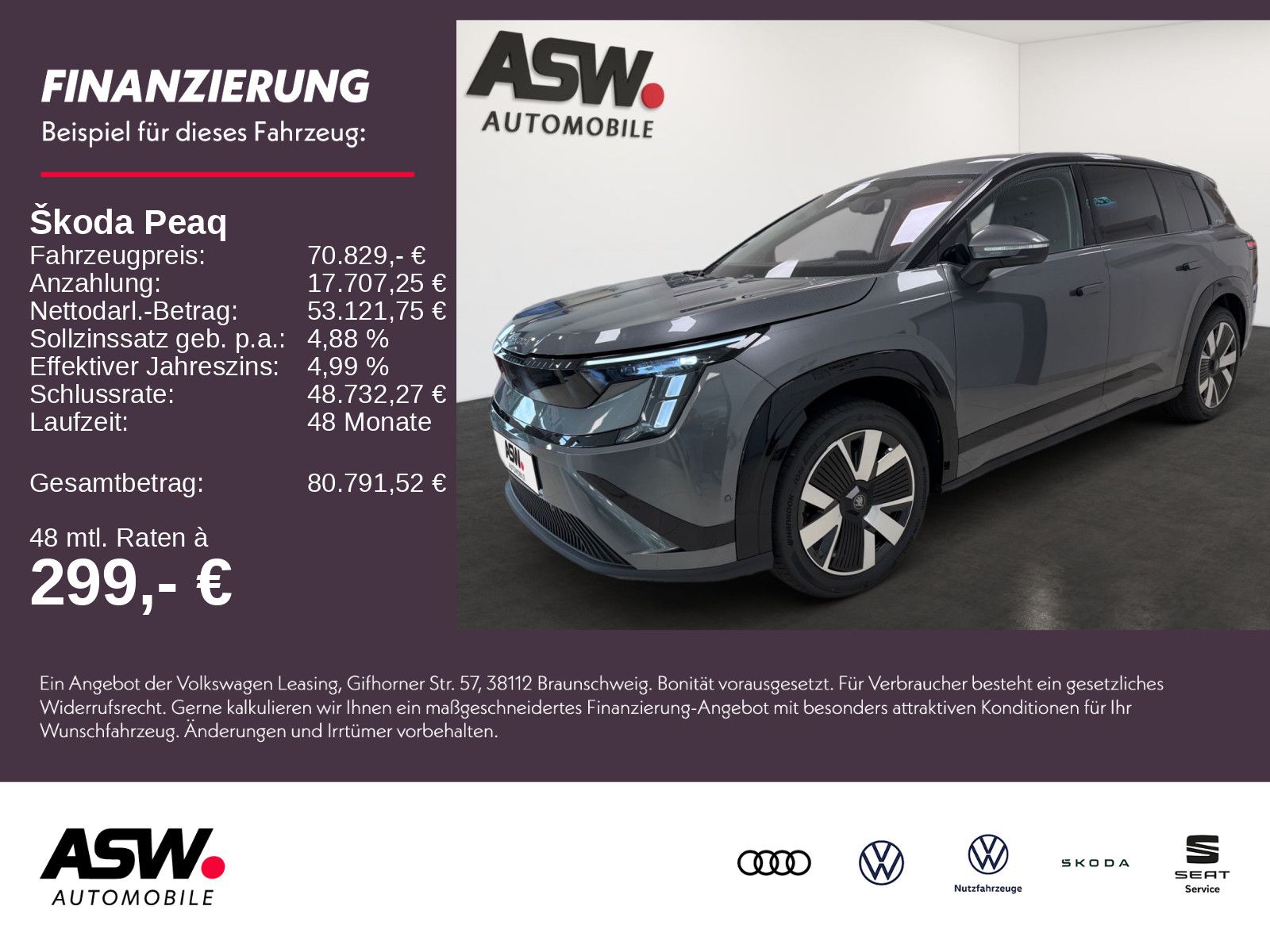SKODA Peaq Selection 90 285PS ACC 360° SONOS SHZ AHK