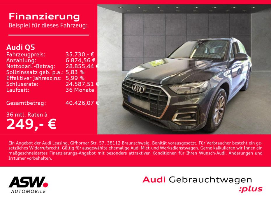 Fahrzeugabbildung Audi Q5 45TFSI quattro NAVI MATRIX STDHZ 360 ° HUD VC