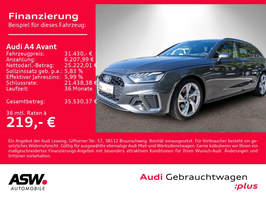 Fahrzeugabbildung Audi A4 Avant S line 40TDI NAVI MATRIX 360 ° AHK HUD