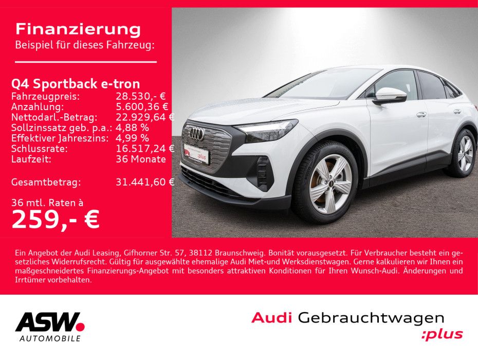 Audi Q4 Sportback 40 e-tron NAVI LED GRA SONOS SHZ VC