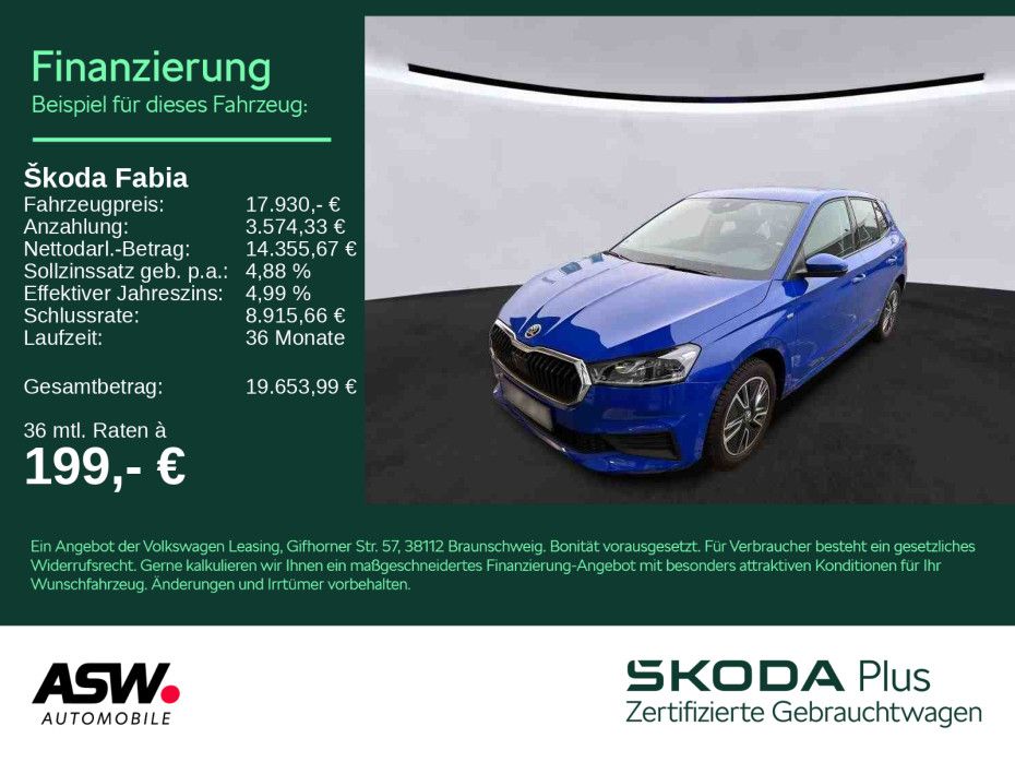 SKODA Fabia Tour 1.0 TSI LED Navi PDC SHZ