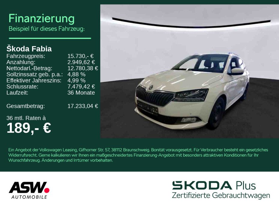 SKODA Fabia Combi Best of 1.0 TSI LED Navi PDC SHZ