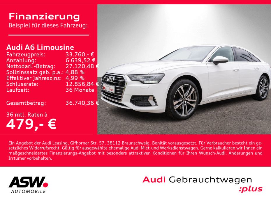 Audi A6 Limousine sport 45TDI quattr NAVI LED AHK B&O