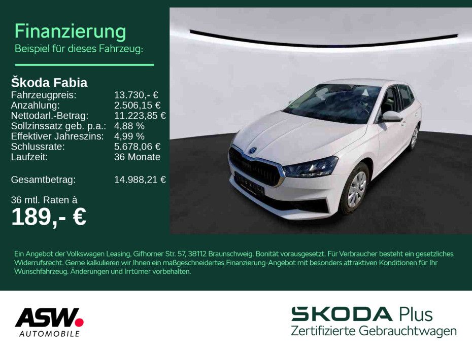 SKODA Fabia Active 1.0MPI 5-Gang LED Klima SHZ PDC BT