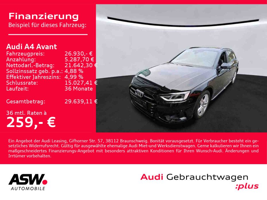 Audi A4 Avant advanced 30TFSI NAVI LED RFK GRA SHZ VC