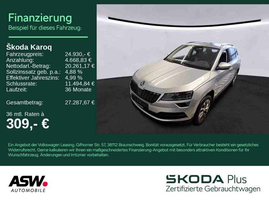 SKODA Karoq Clever 1.5 TSI LED Navi Klima PDC SHZ