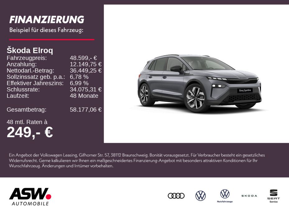SKODA Elroq 85 Sportline 285PS ACC 360° Head-Up CANTON