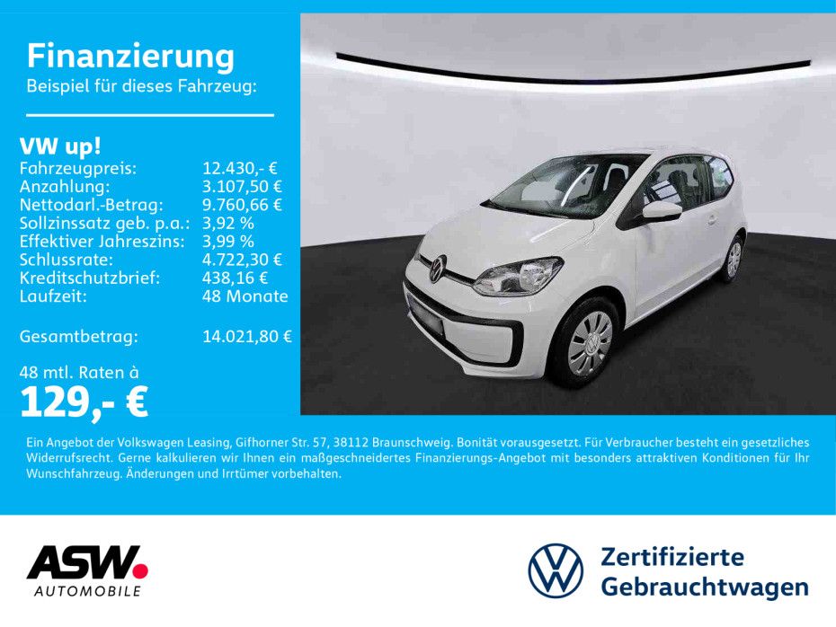 Volkswagen up! move up! 1.0 MPI Klima RFK GRA PDC