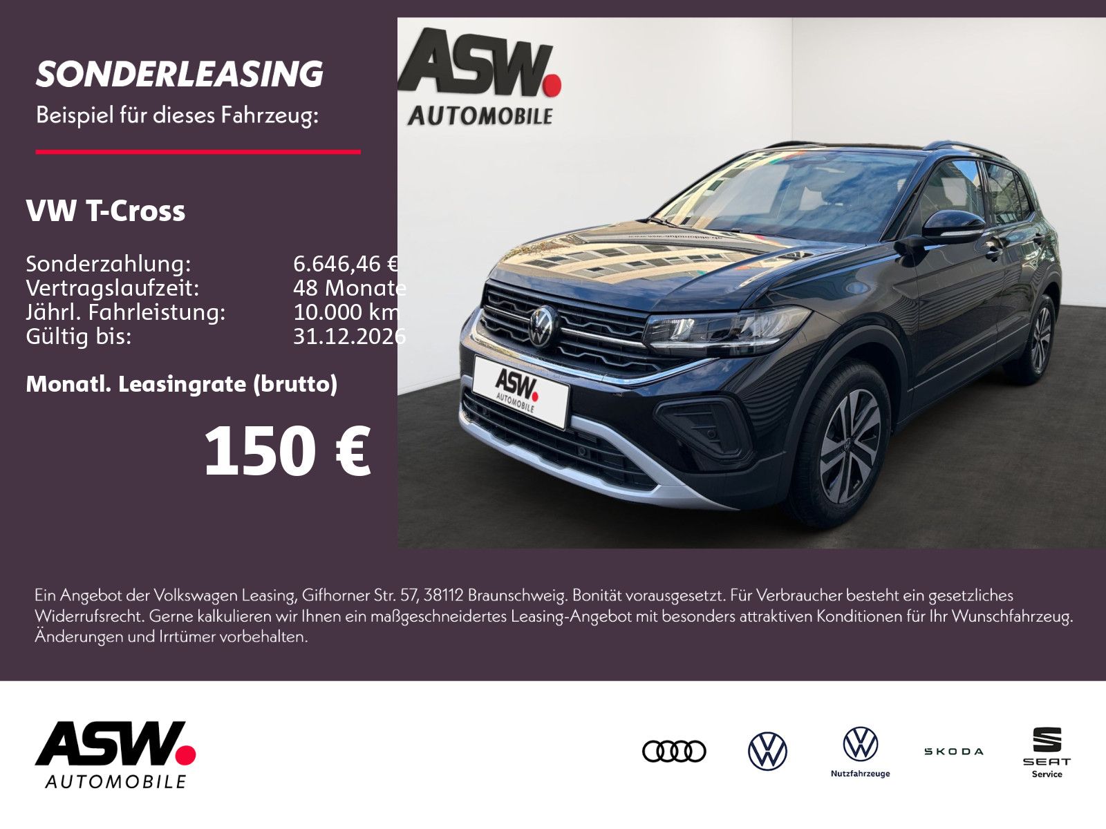 Fahrzeugabbildung Volkswagen T-Cross Life 1.0 l TSI 116 PS DSG ACC RFK LED