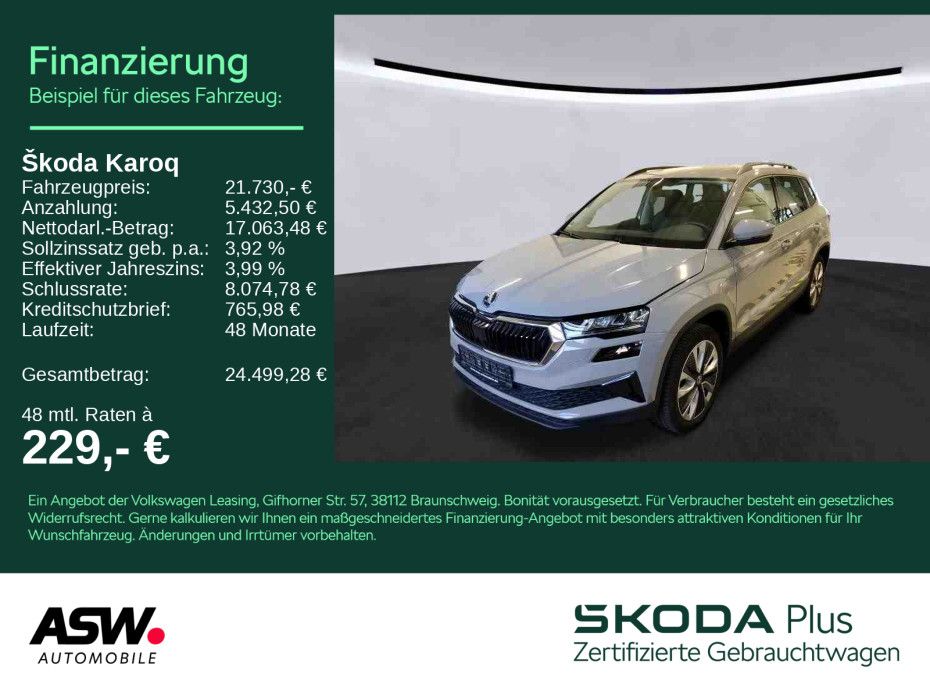 SKODA Karoq Style 2.0 TDI 6-Gang LED Navi RFK GRA SHZ