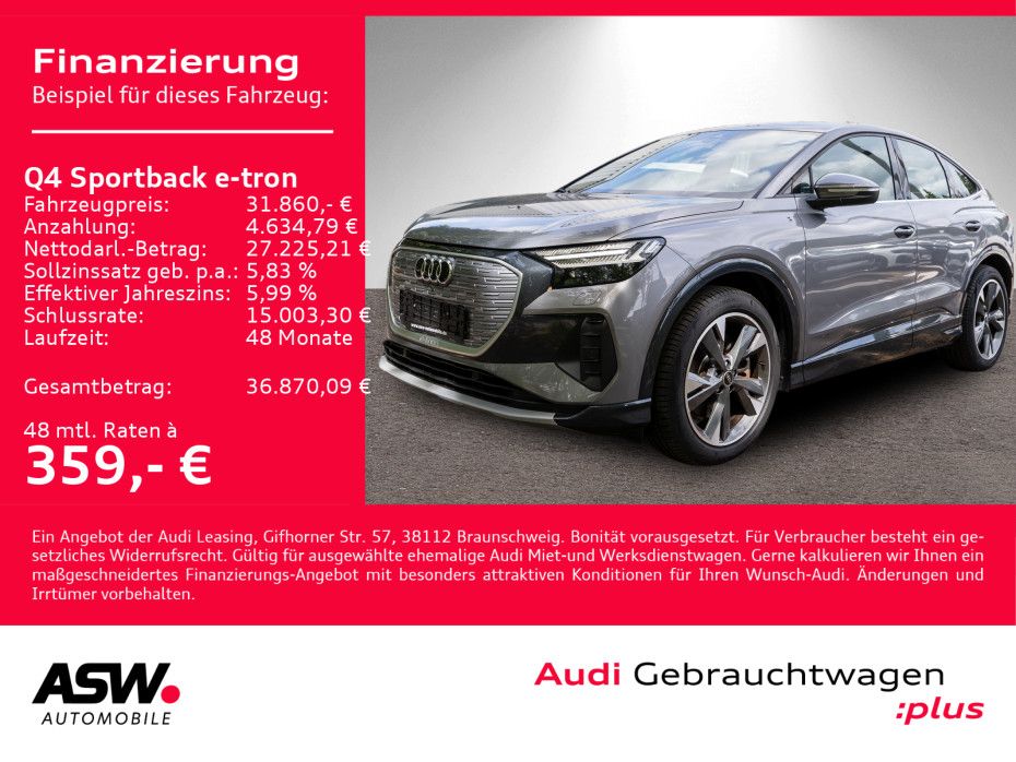 Fahrzeugabbildung Audi Q4 Sportback 50 e-tron advanced quatt Matrix PDC