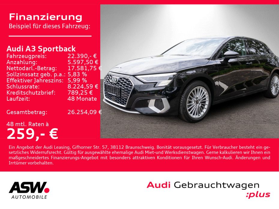 Fahrzeugabbildung Audi A3 Sportback advanced 35TDI NAVI MATRIX HUD AHK