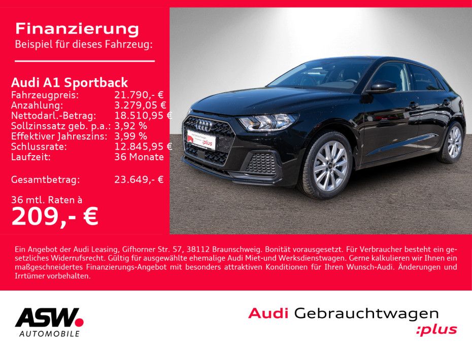 Fahrzeugabbildung Audi A1 Sportback advanced 30TFSI CarPlay PDC SHZ GRA