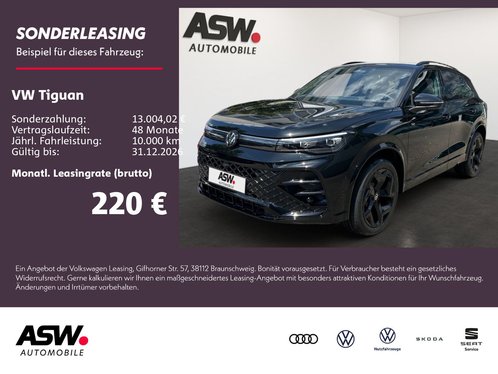 Fahrzeugabbildung Volkswagen Tiguan R-Line 2,0 l TDI DSG 4MOT ACC AHK 360°-K.