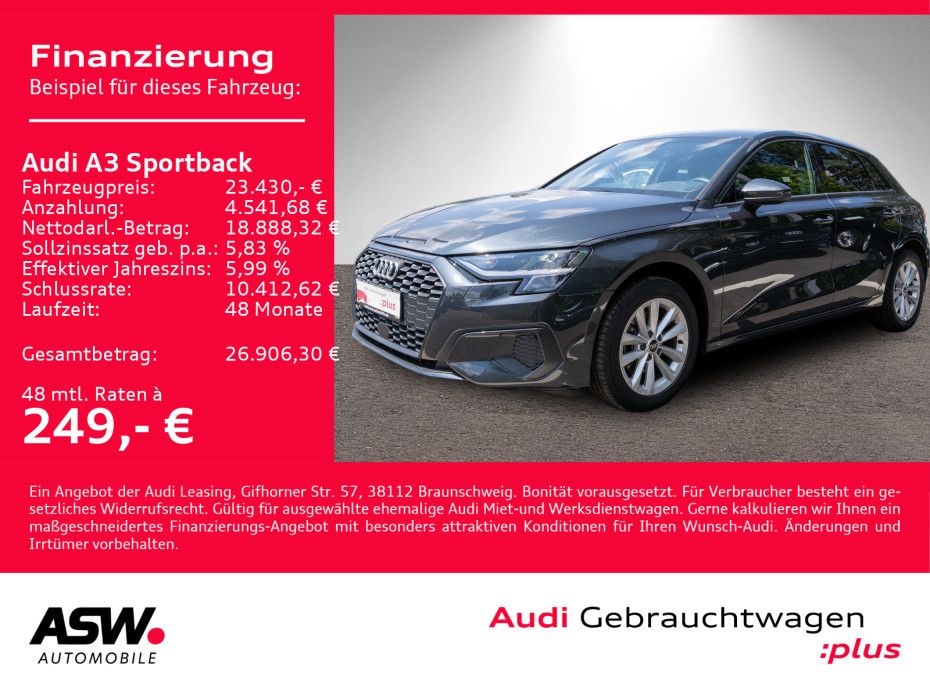 Fahrzeugabbildung Audi A3 Sportback 30 TDI Stronic LED Navi PDC SHZ GRA