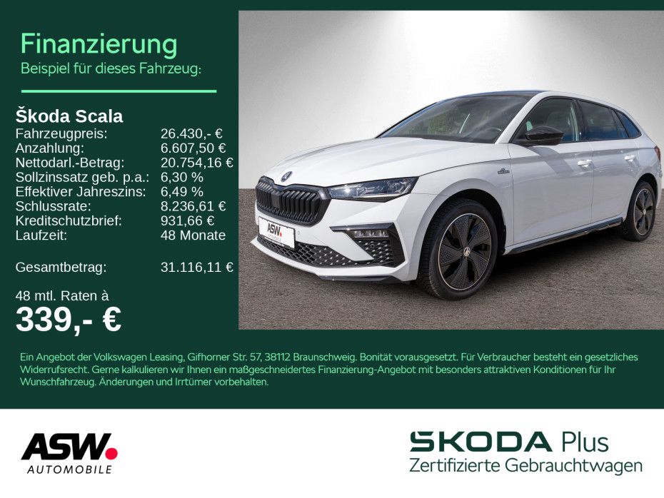SKODA Scala Monte Carlo 1.0 TSI DSG LED Navi RFK PANO