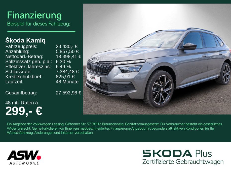 SKODA Kamiq Monte Carlo 1.5 TSI DSG Navi PANO RFK AHK