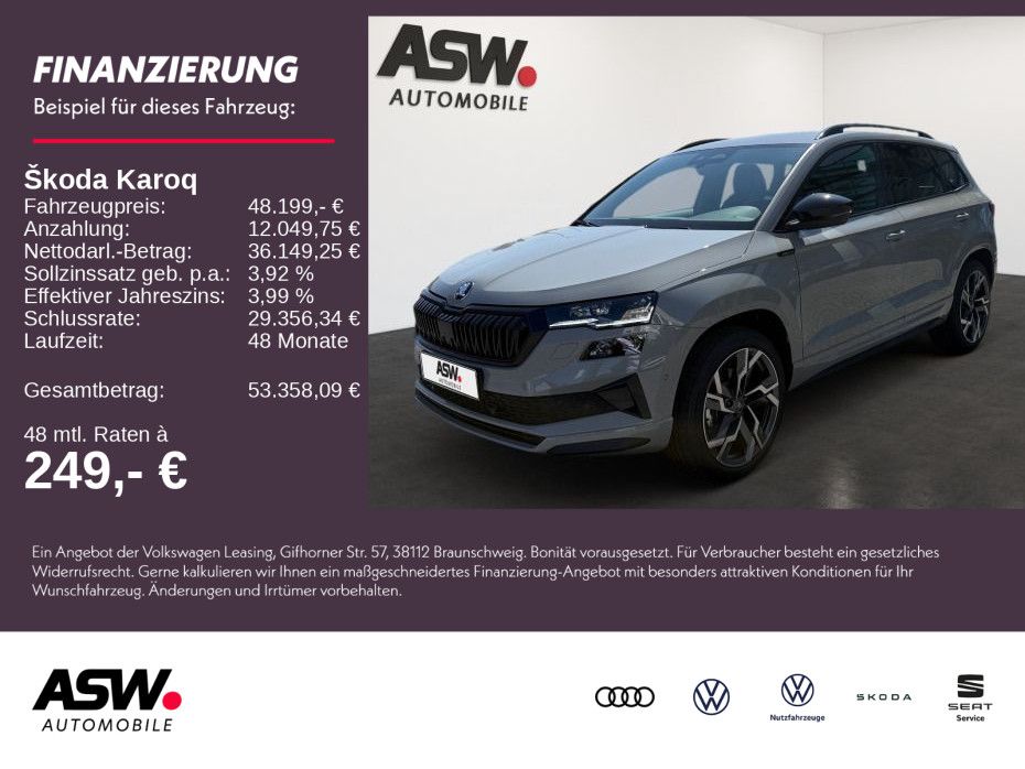 Fahrzeugabbildung SKODA Karoq Sportline 2,0TSI 190PS DSG 4x4 Navi AHK