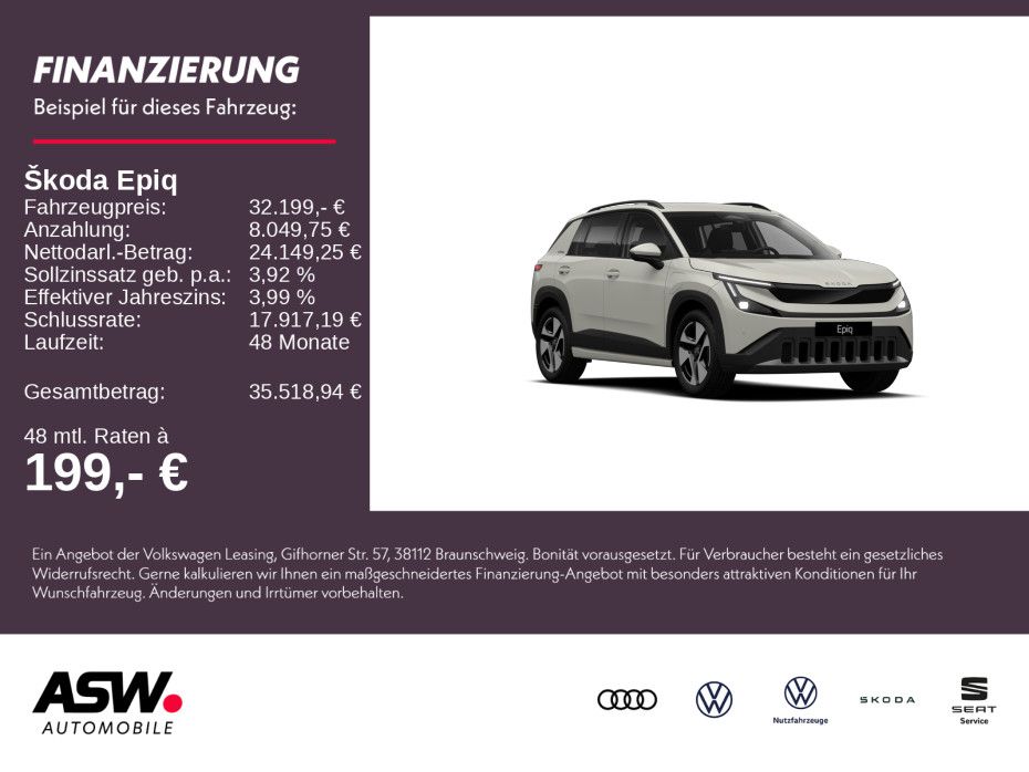 SKODA Epiq Edition Eins 55 211PS ACC SHZ Kamera LED