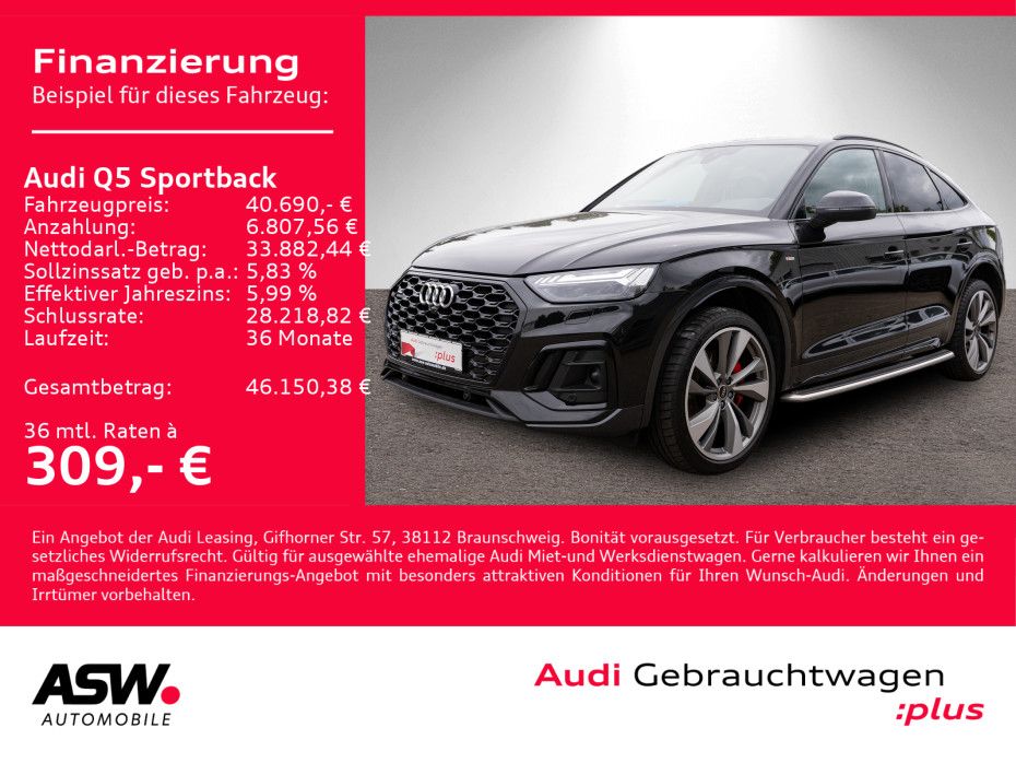 Fahrzeugabbildung Audi Q5 Sportback S line 50TDI quattro LED MATRIX AHK