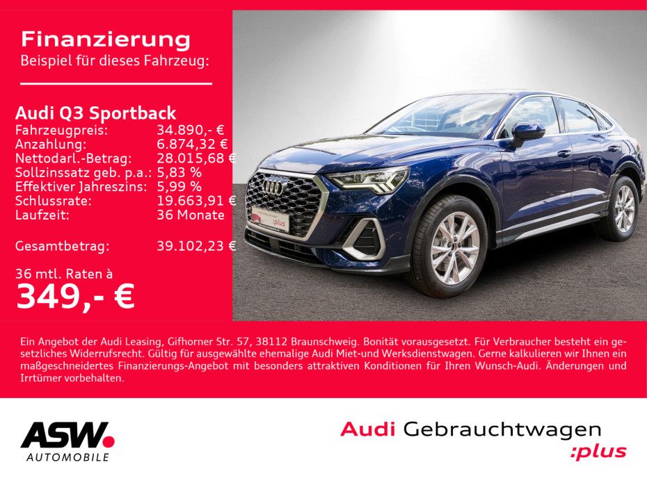 Fahrzeugabbildung Audi Q3 Sportback S line 40TDI quattro NAVI 360° AHK
