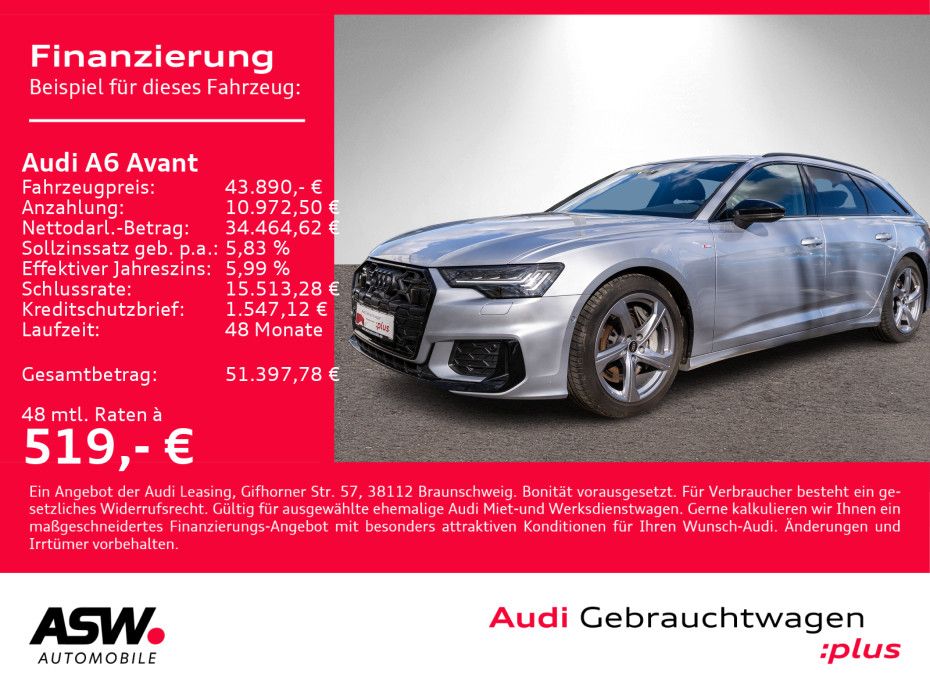 Fahrzeugabbildung Audi A6 Avant S line 55TFSI quattr Stron PANO RFK ACC