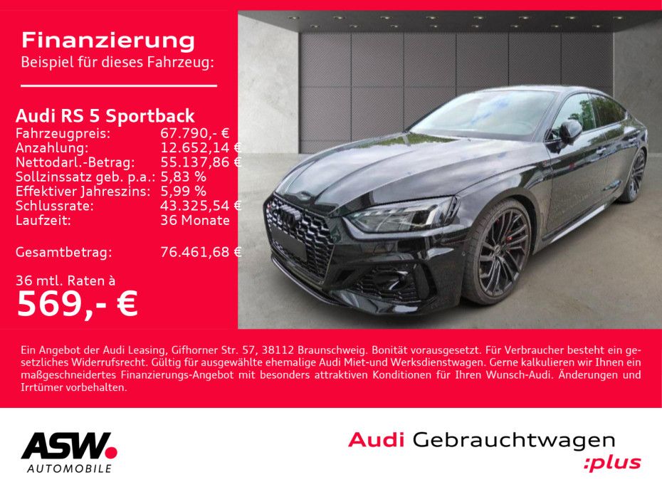 Fahrzeugabbildung Audi RS 5 Sportback 2.9TFSI Matrix RS-AGA ACC RFK