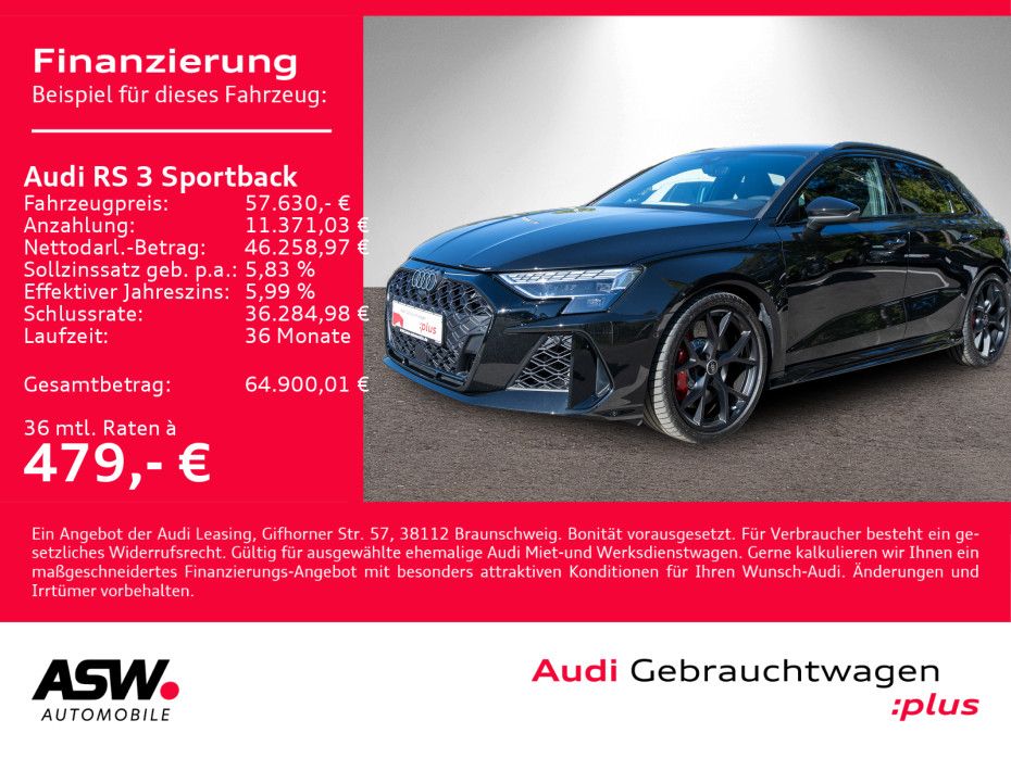 Fahrzeugabbildung Audi RS 3 Sportback TFSI quattr NAVI MATRIX 280km/h