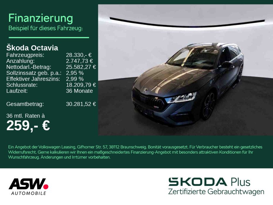 Fahrzeugabbildung SKODA Octavia RS Combi Plus 2.0TSI AHK RFK HUD SHZ PDC