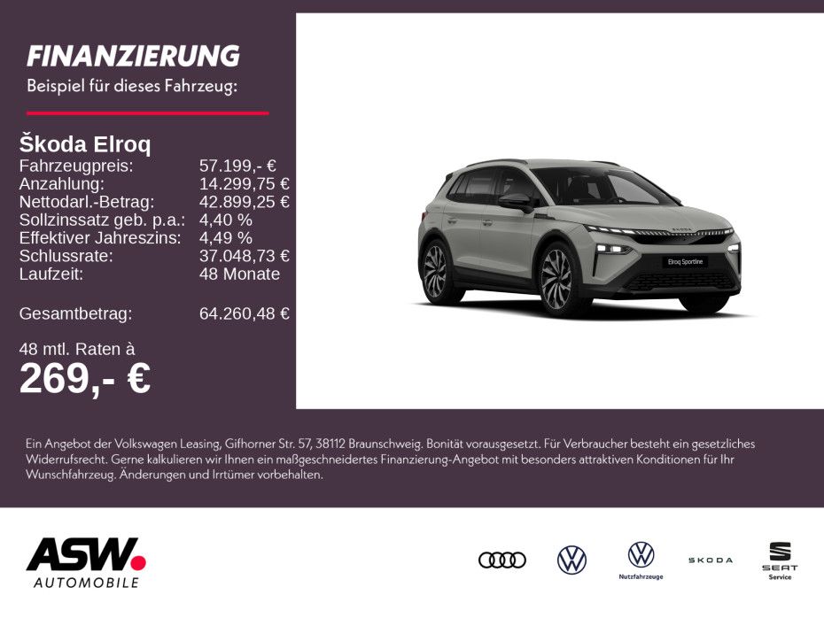 Fahrzeugabbildung SKODA Elroq Sportline 85x 299PS 4x4 ACC 360° LED AHK