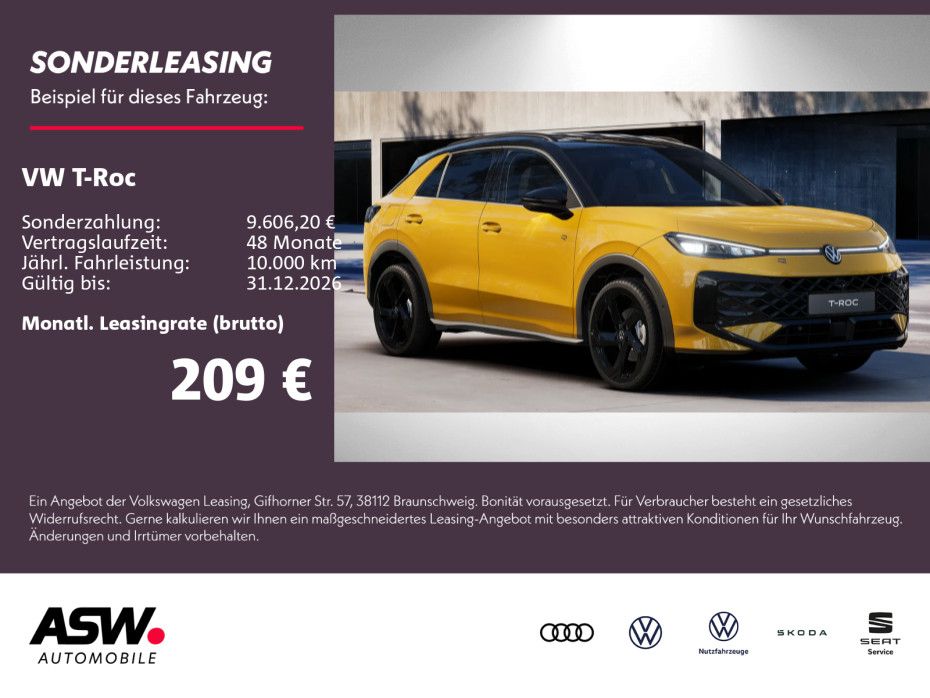 Fahrzeugabbildung Volkswagen T-Roc R-Line 1.5 l eTSI 150 PS DSG 360° ACC AHK