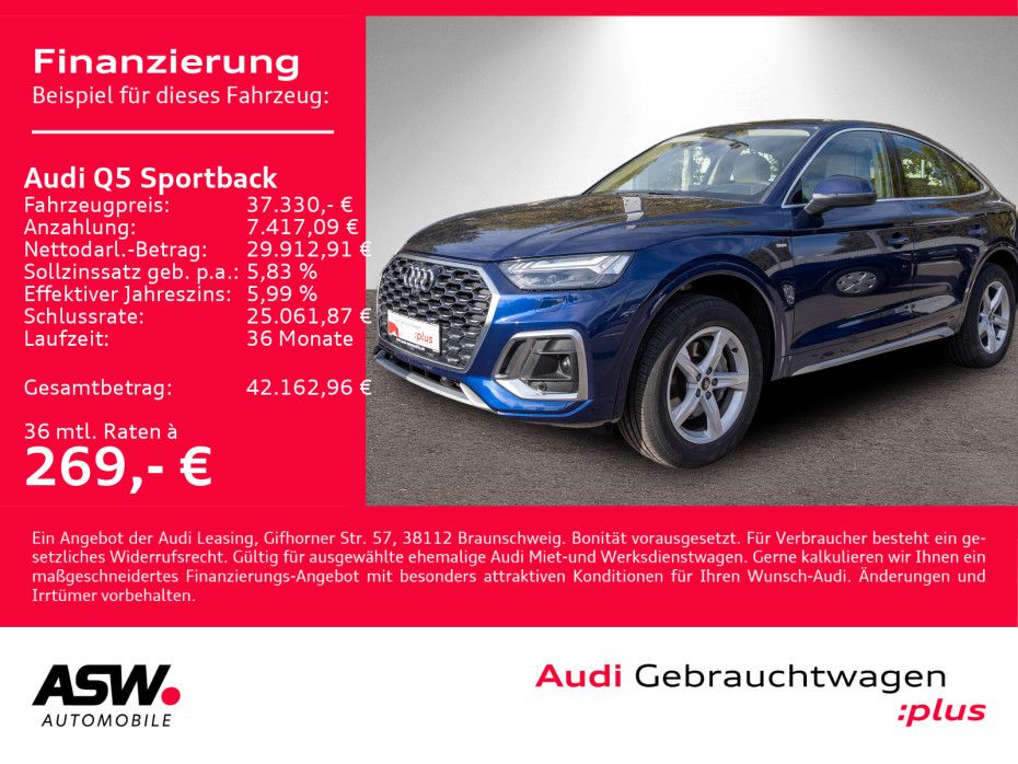 Fahrzeugabbildung Audi Q5 Sportback S line 40TFSI quattro NAVI HUD RFK