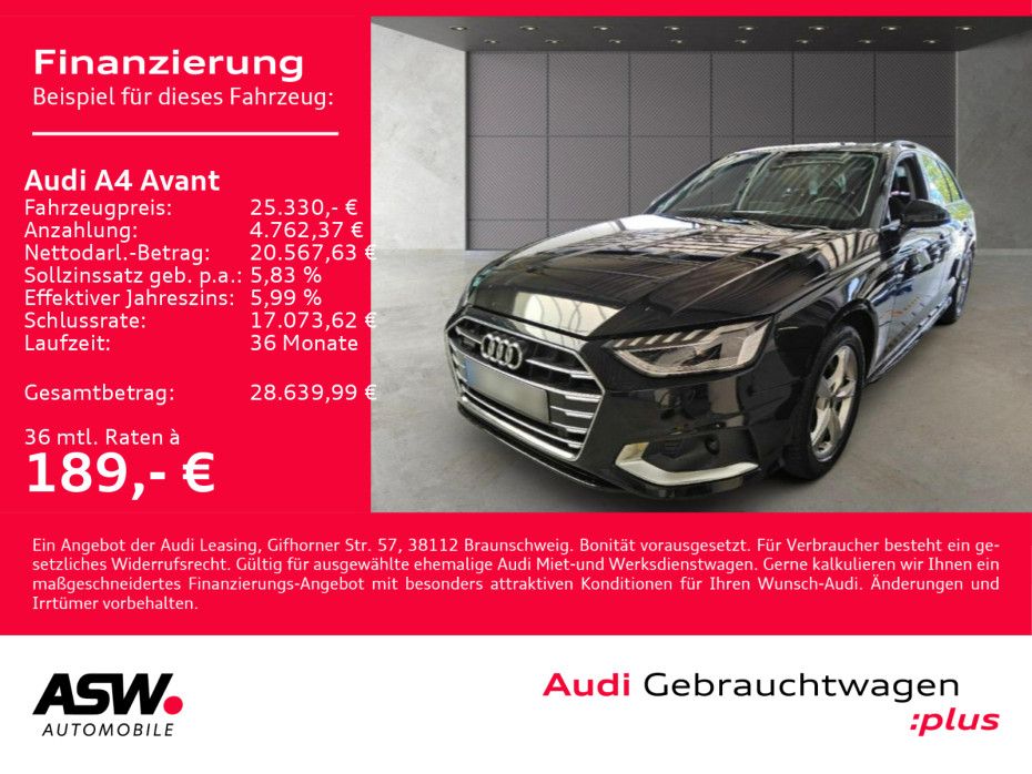 Fahrzeugabbildung Audi A4 Avant advanced 40TDI quattro NAVI MATRIX AHK