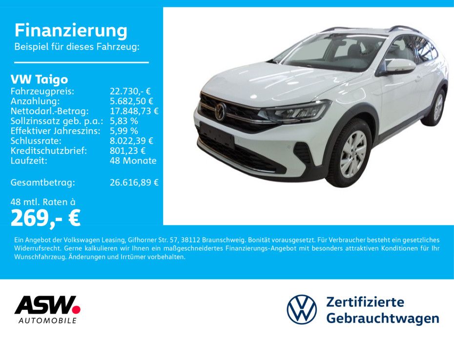 Volkswagen Taigo Life 1.0 TSILED Navi RFK AHK RFK ACC SHZ