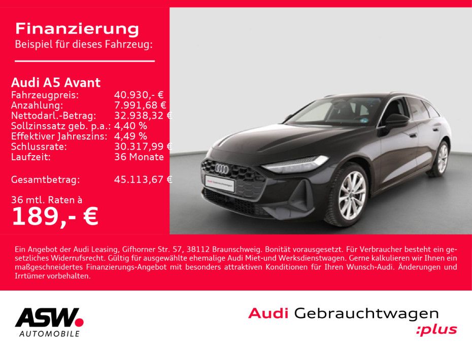 Fahrzeugabbildung Audi A5 Avant 2.0TFSI quattro NAVI LED RFK ACC SHZ VC