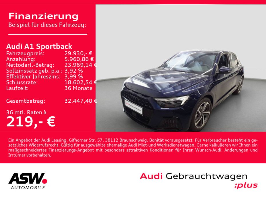 Fahrzeugabbildung Audi A1 Sportback S line 35TFSI NAVI LED SONOS SHZ VC