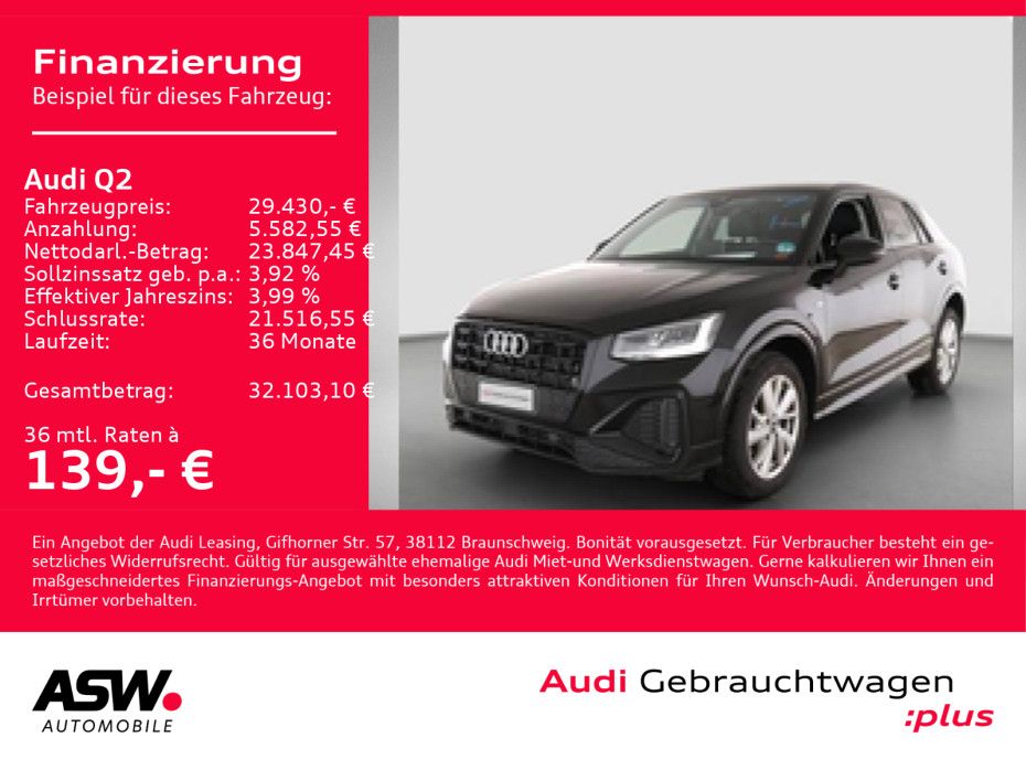 Fahrzeugabbildung Audi Q2 S line 35TFSI NAVI LED LEDER SHZ ACC PDC VC
