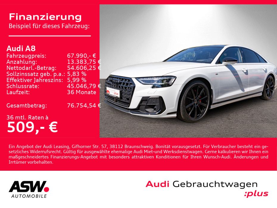 Fahrzeugabbildung Audi A8 S line 50TDI quattro B&O PANO LEDER HUD STDHZ