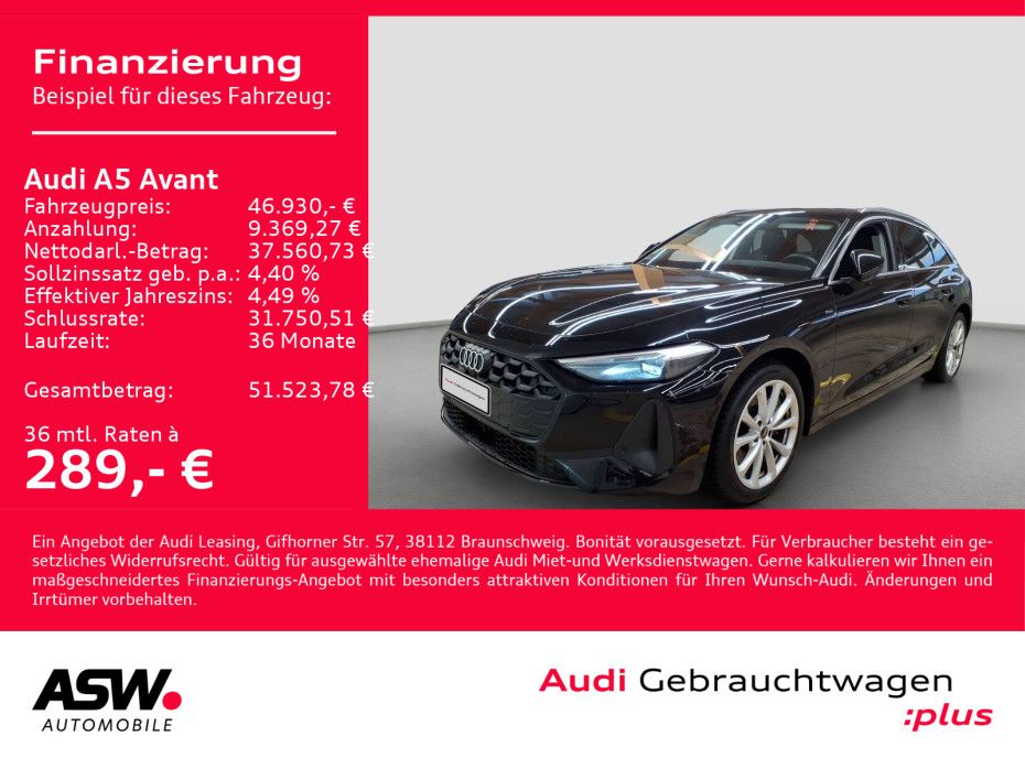 Fahrzeugabbildung Audi A5 Avant e-hybrid S tronic LED NAVI AHK RFK SHZ