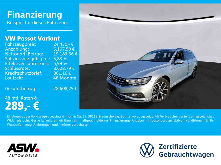 Volkswagen Passat Variant 2.0 TDI LED Navi AHK PANO RFK SHZ