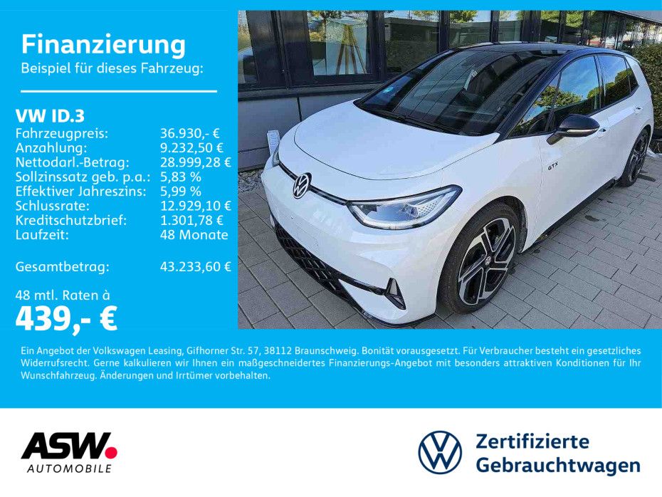 Volkswagen ID.3 GTX LED PANO Harman&Kardon WÄPU HUD RFK SHZ