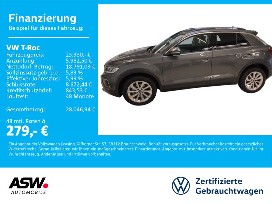 Volkswagen T-Roc Life 1.0 TSI LED Navi STDHZ AHK PDC SHZ