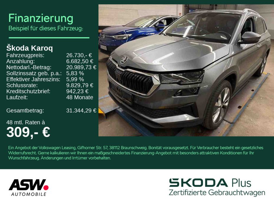 SKODA Karoq Style 1.5 TSI LED Navi PANO STDHZ RFK AHK