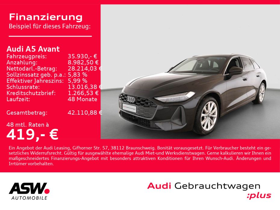 Fahrzeugabbildung Audi A5 Avant TFSI NAVI LED RFK PDC SHZ GRA VC